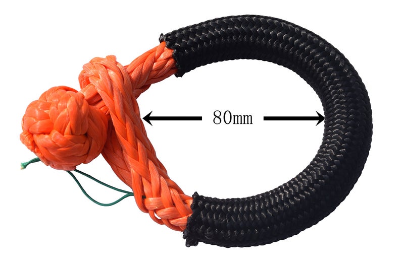 QIQU Synthetic Soft Shackle for Boating ATV UTV SUV 4X4 Truck Recovery Off-Road Camping Farming Marine Industrial (1/4''x80mm, Orange) - Image 3